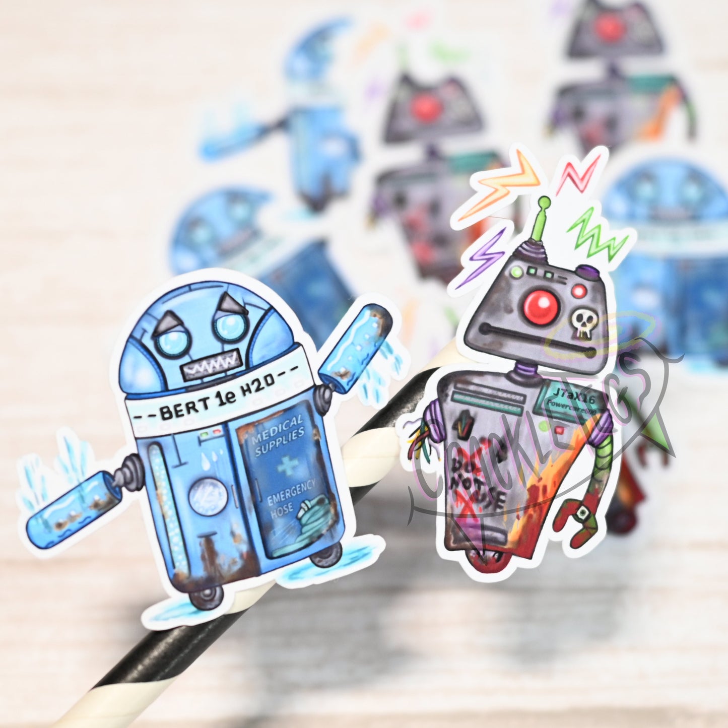 Rogue Robots, Service Droids Stickers. Pack of 6.