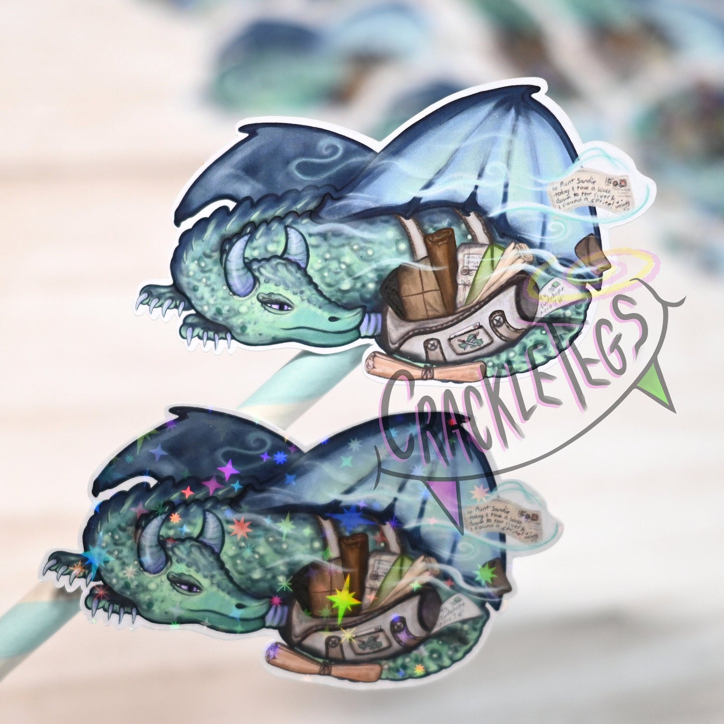 Misty the Mail Dragon Stickers, Pack of 6.