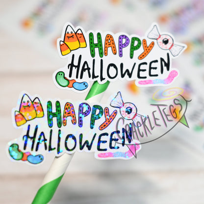 Happy Halloween Candy Stickers, Sheet of 10.