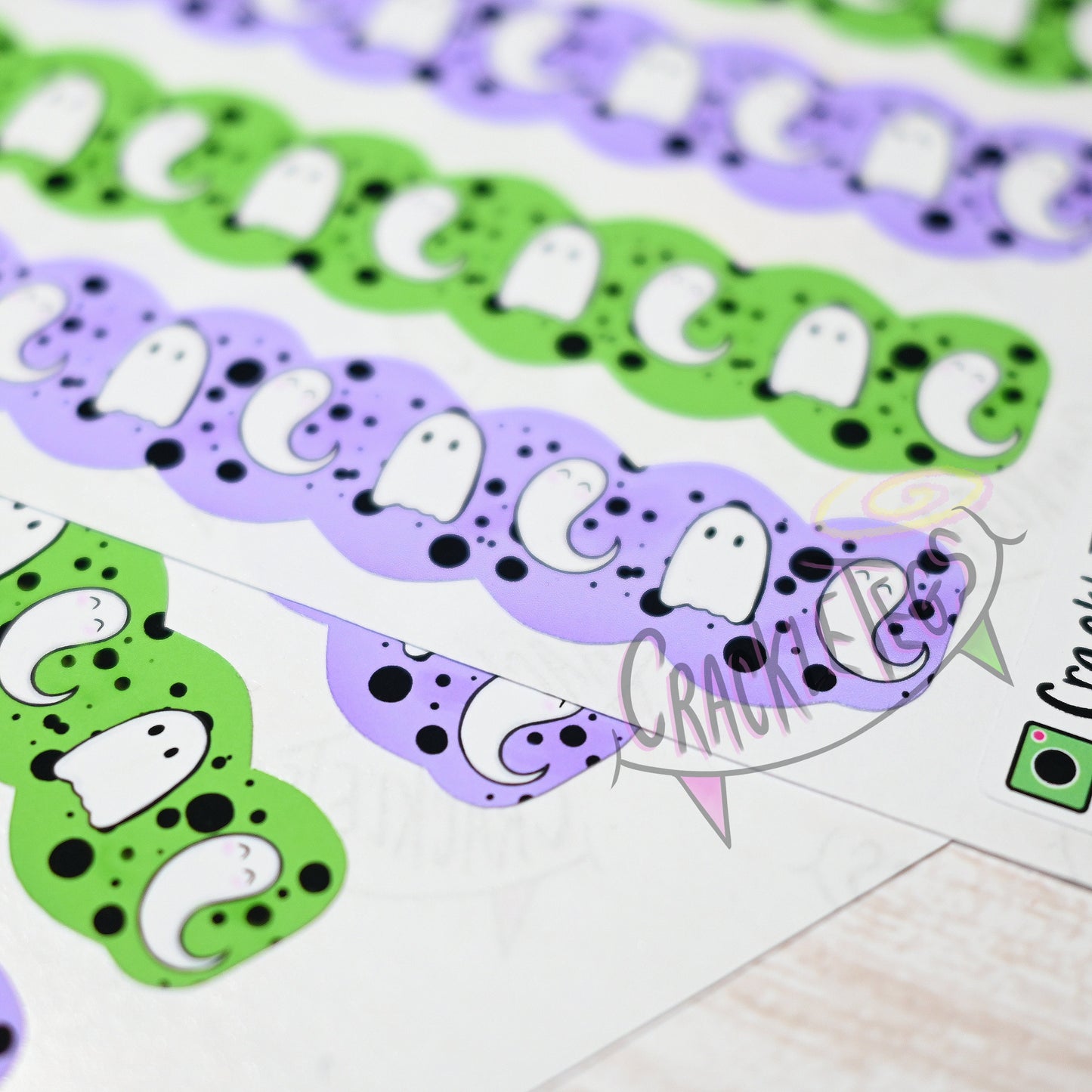 Wavey Ghosts Long Strip Stickers, Perfect For Packaging, Scrapbooking Or Journals.