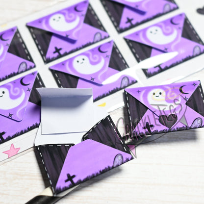 Spooky Ghost Mini Adhesive Envelopes. Secret P.S note perfect for pen pals or scrapbooks!