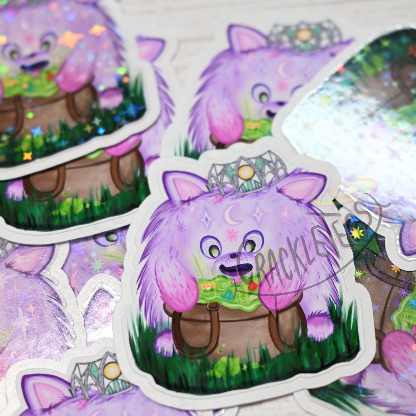 Fluffy Princess Fig Stickers, Pack of 6.