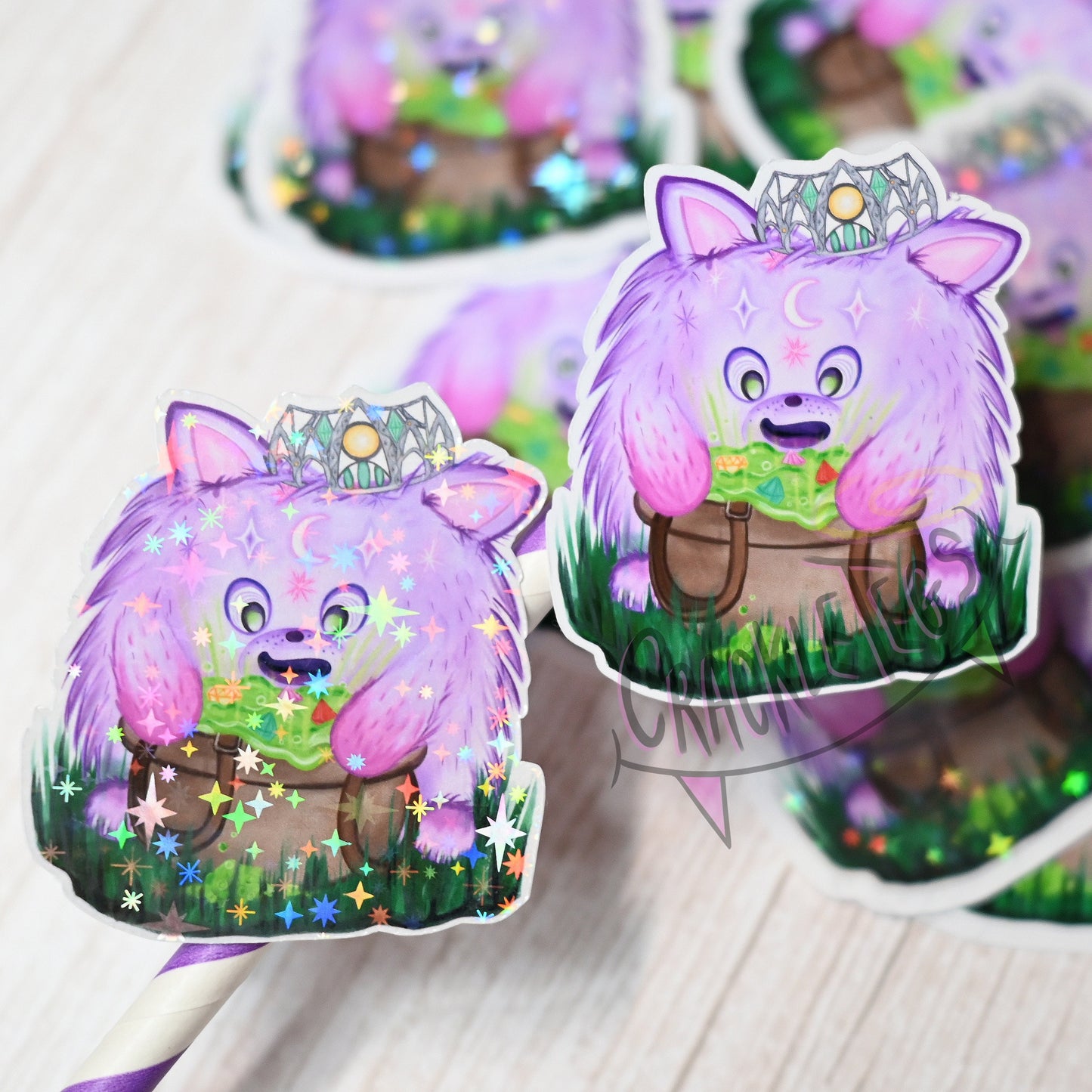 Fluffy Princess Fig Stickers, Pack of 6.