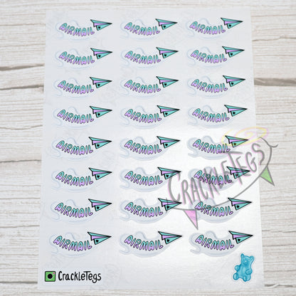 Cute Air Mail Stickers, Sheet of 24.