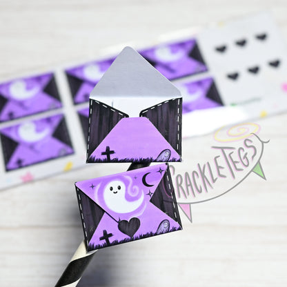 Spooky Ghost Mini Adhesive Envelopes. Secret P.S note perfect for pen pals or scrapbooks!