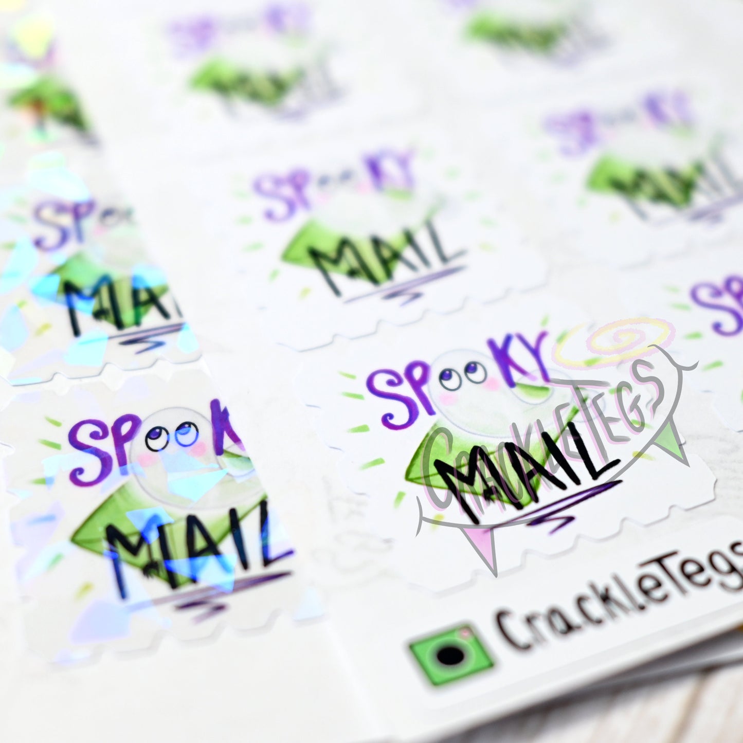 Spooky Mail Stickers, Sheet of 15.