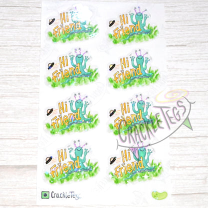 Enkins the Friendly Alien Stickers, Sheet of 8.