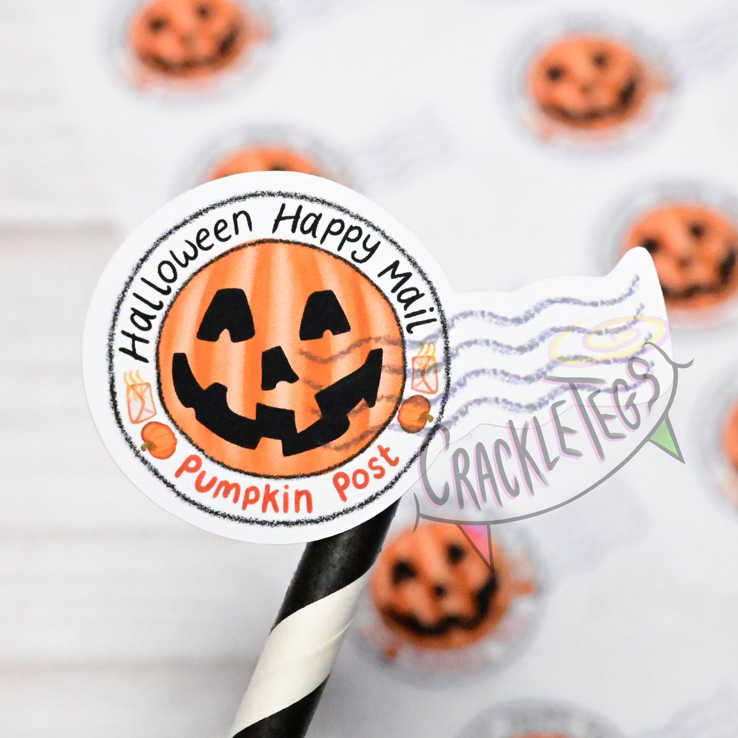 Pumpkin Halloween Stamp Stickers, Sheet of 21.