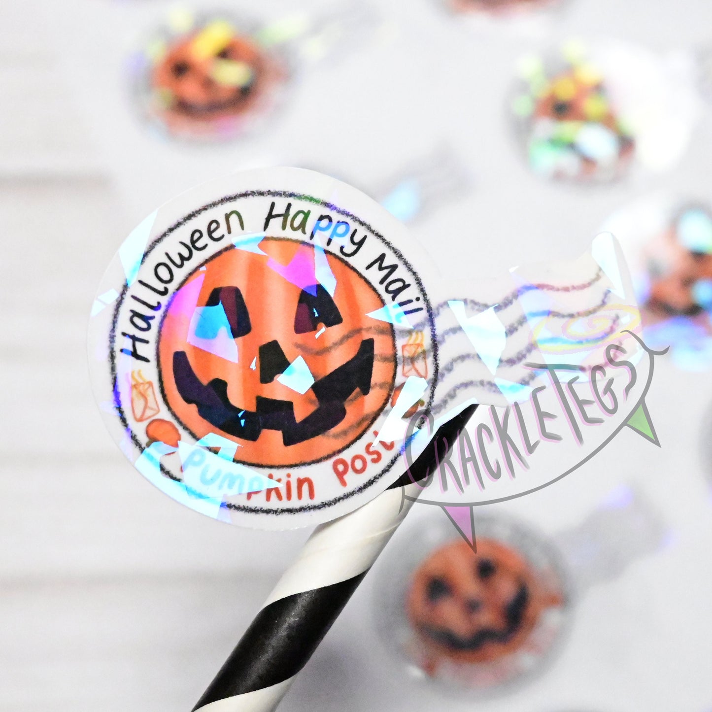 Pumpkin Halloween Stamp Stickers, Sheet of 21.