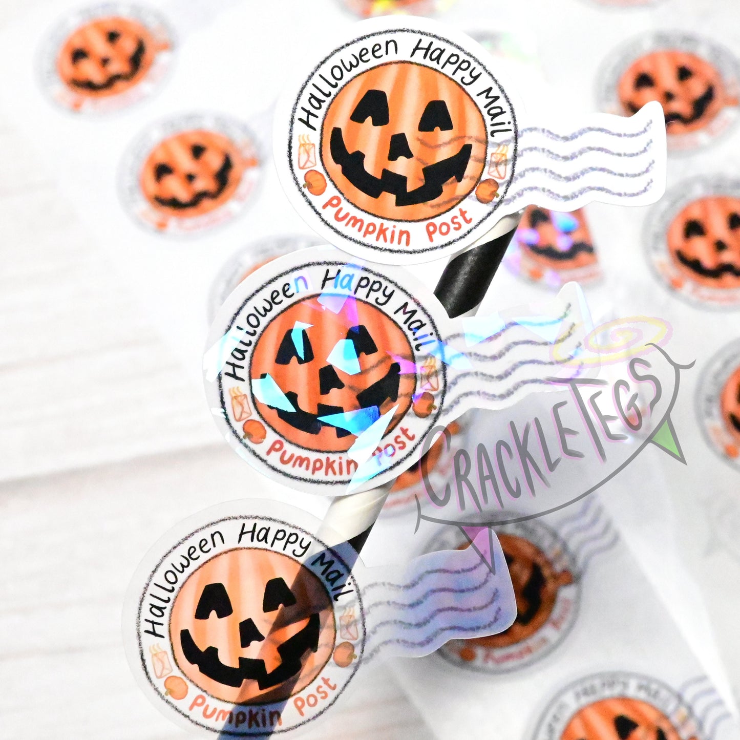 Pumpkin Halloween Stamp Stickers, Sheet of 21.