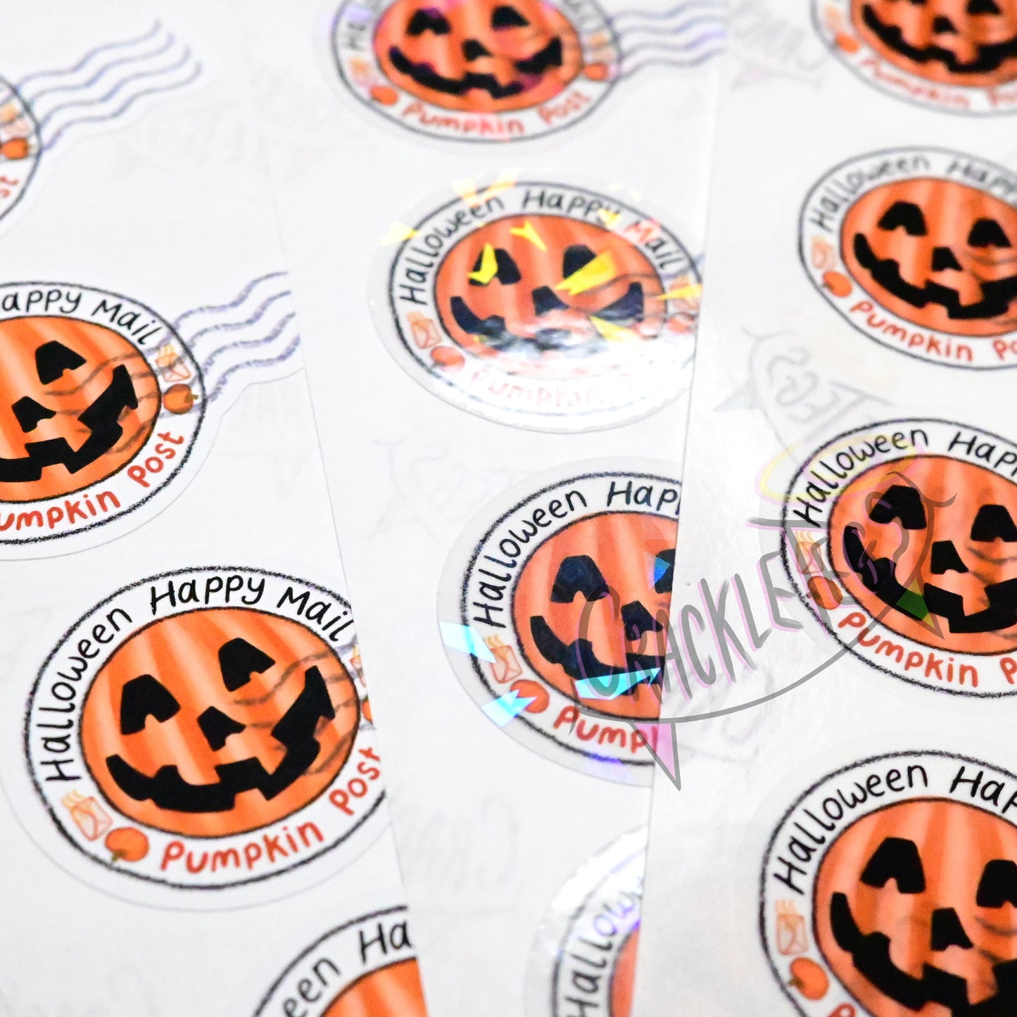 Pumpkin Halloween Stamp Stickers, Sheet of 21.