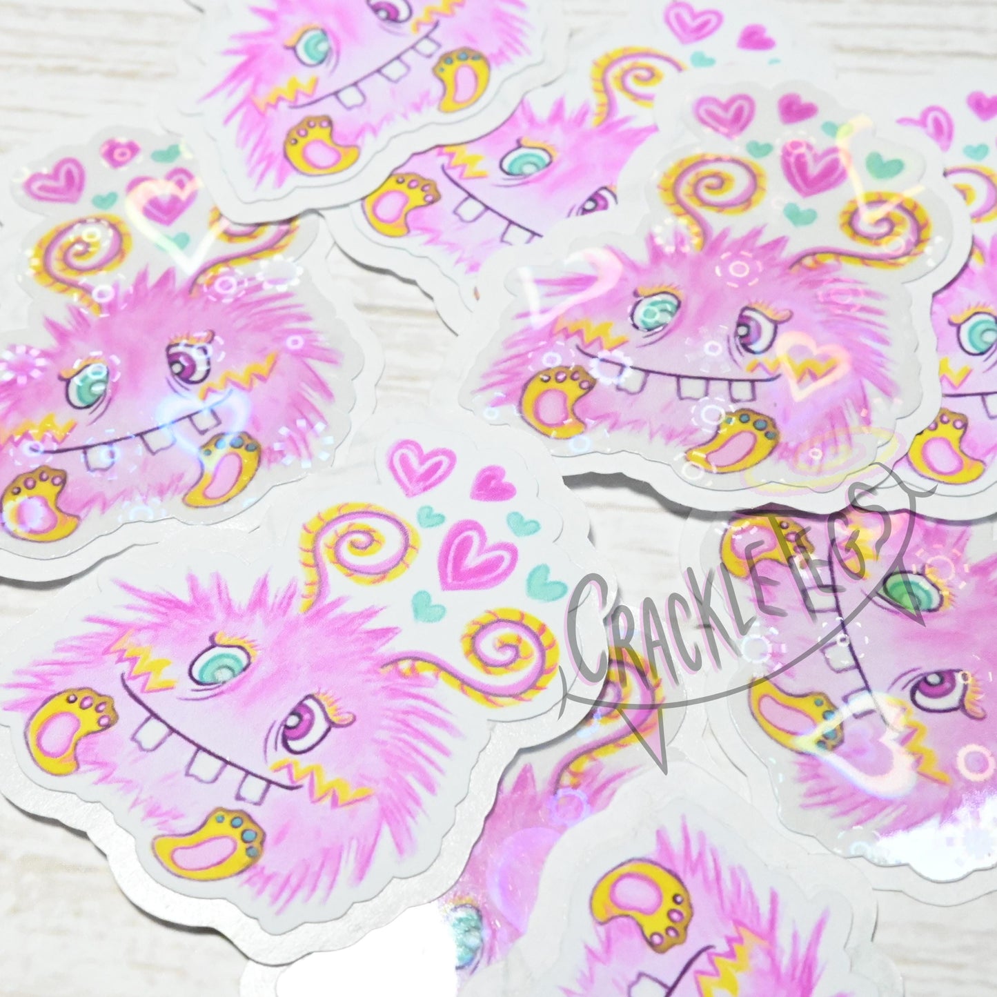 Fluff Ball Bea Stickers, Pack of 8.