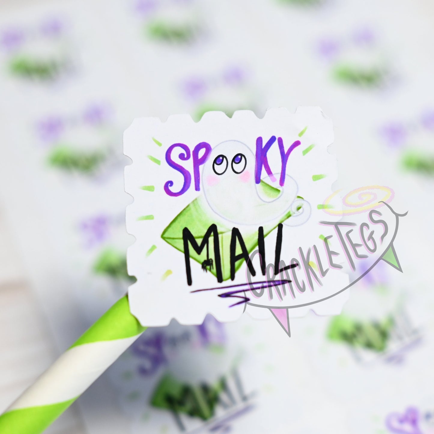 Spooky Mail Stickers, Sheet of 15.