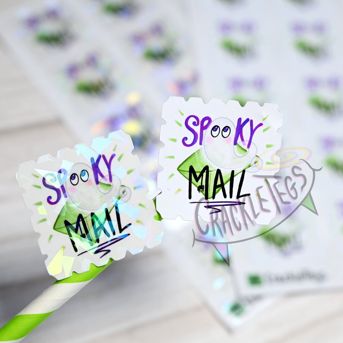 Spooky Mail Stickers, Sheet of 15.