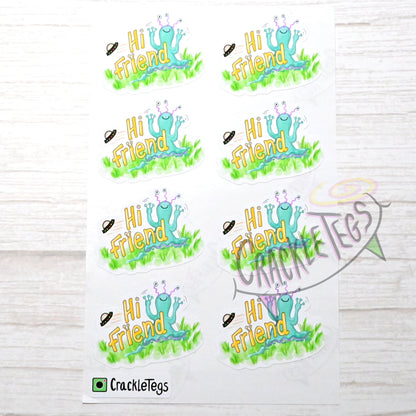 Enkins the Friendly Alien Stickers, Sheet of 8.