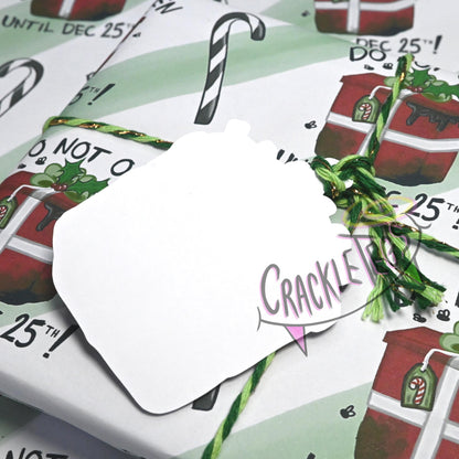 Recycled Creepy Christmas Gift Wrap. Set of 2 Sheets & 2 Tags