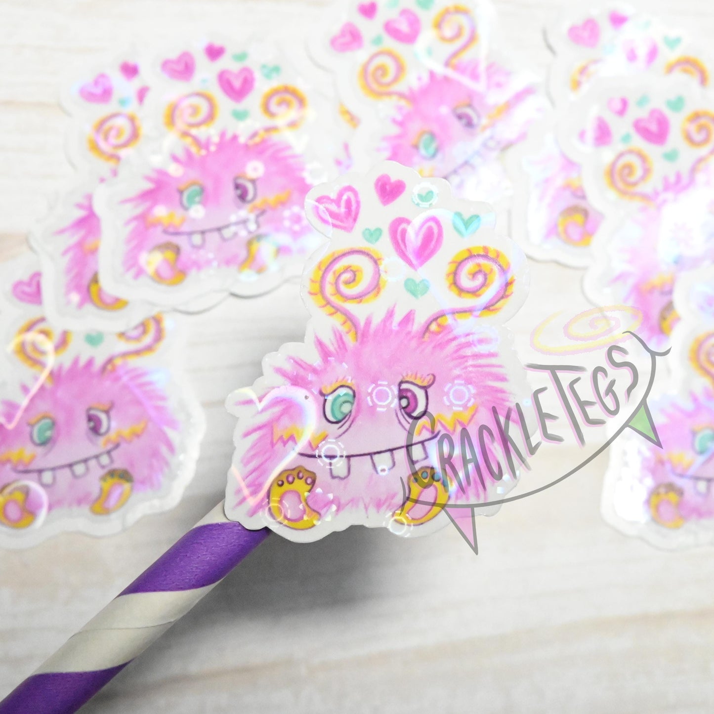 Fluff Ball Bea Stickers, Pack of 8.