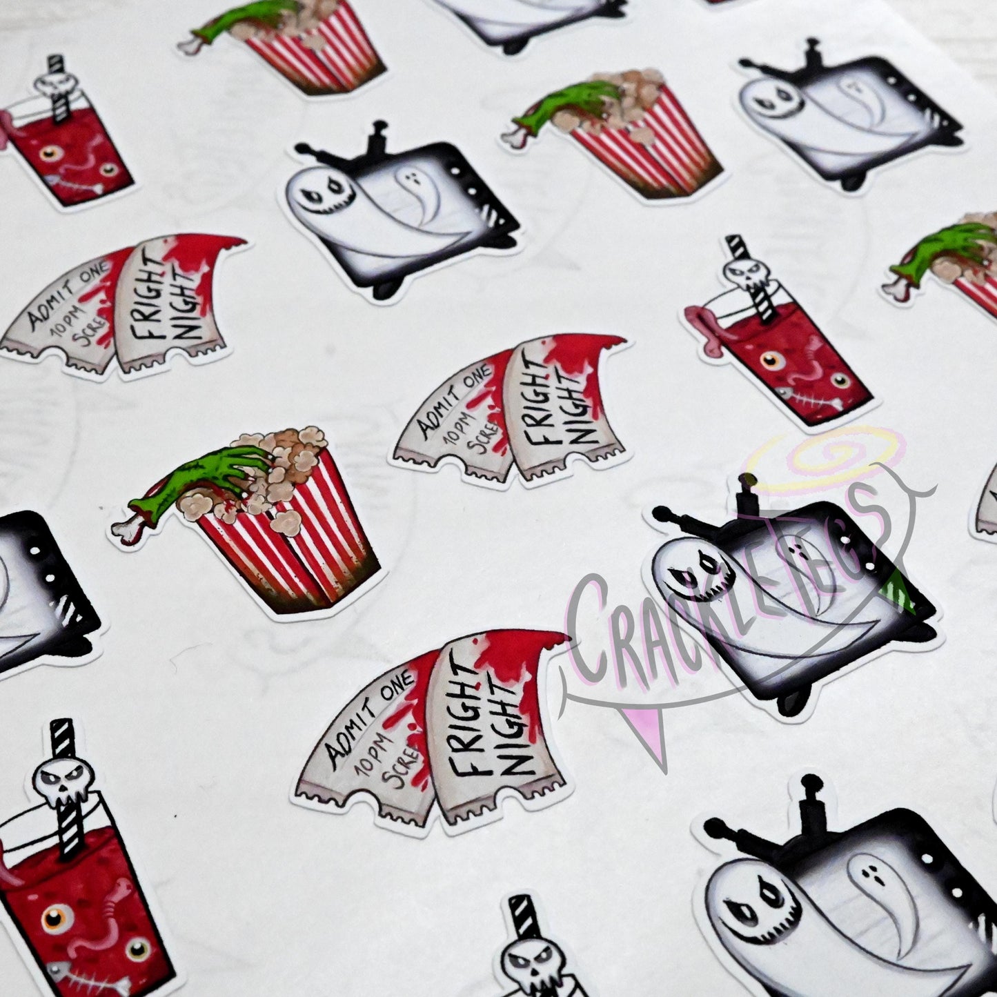 Horror Movie Stickers, Sheet of 24 stickers.