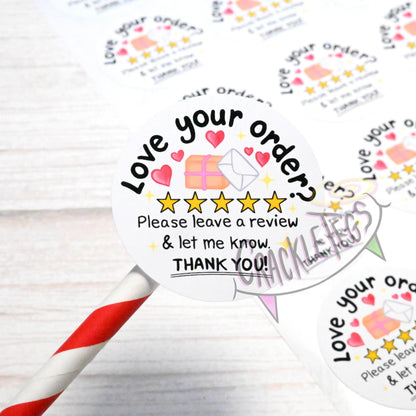 Cute Please Review Stickers, A4 sheet of 20.
