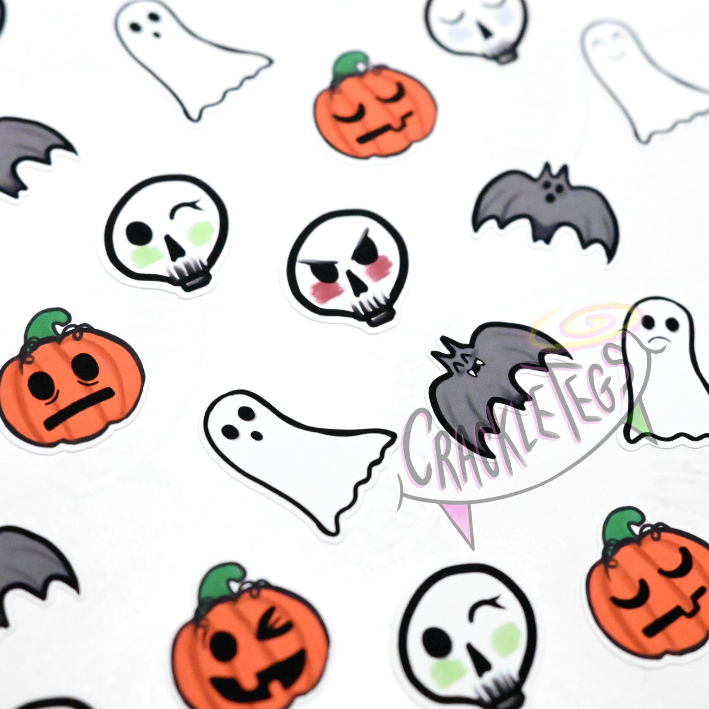 Spooky Emoji Stickers. Sheet of 40 Stickers.