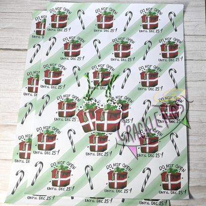 Recycled Creepy Christmas Gift Wrap. Set of 2 Sheets & 2 Tags