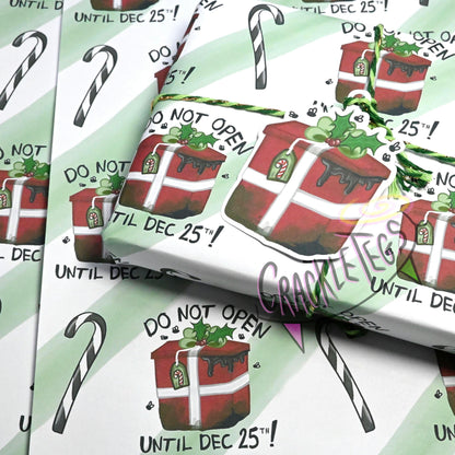 Recycled Creepy Christmas Gift Wrap. Set of 2 Sheets & 2 Tags