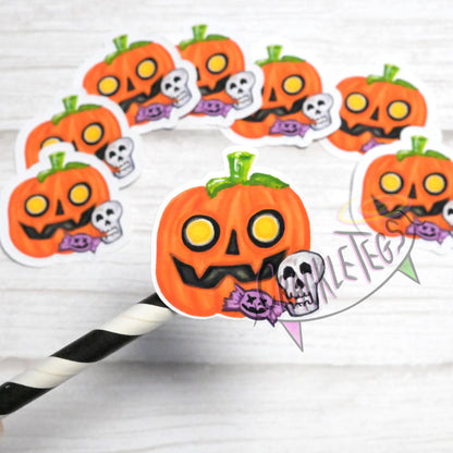 Creepy Pumpkin Halloween Stickers, Pack of 8.