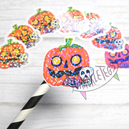 Creepy Pumpkin Halloween Stickers, Pack of 8.