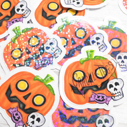 Creepy Pumpkin Halloween Stickers, Pack of 8.
