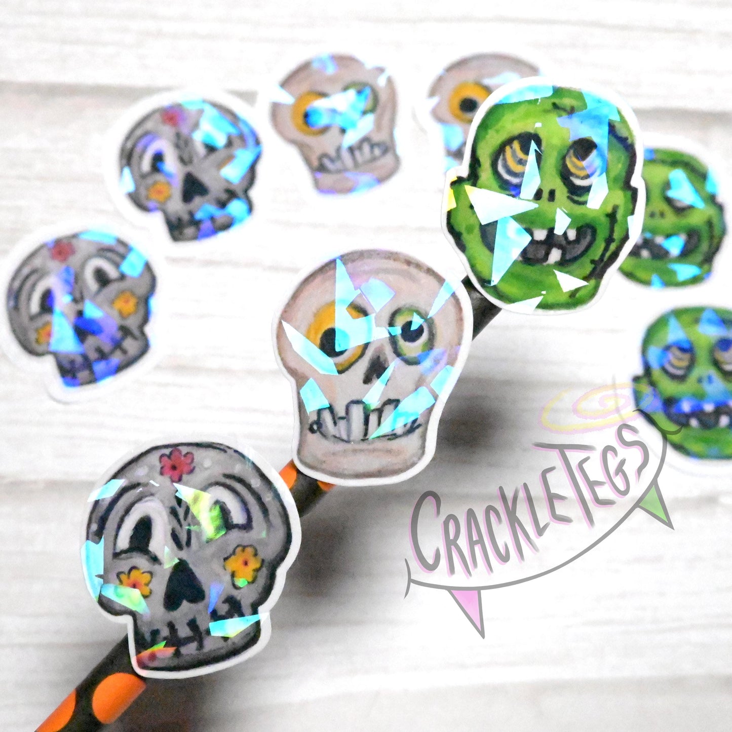 Ooglie Booglie Faces. Halloween Stickers, Pack. of 9.