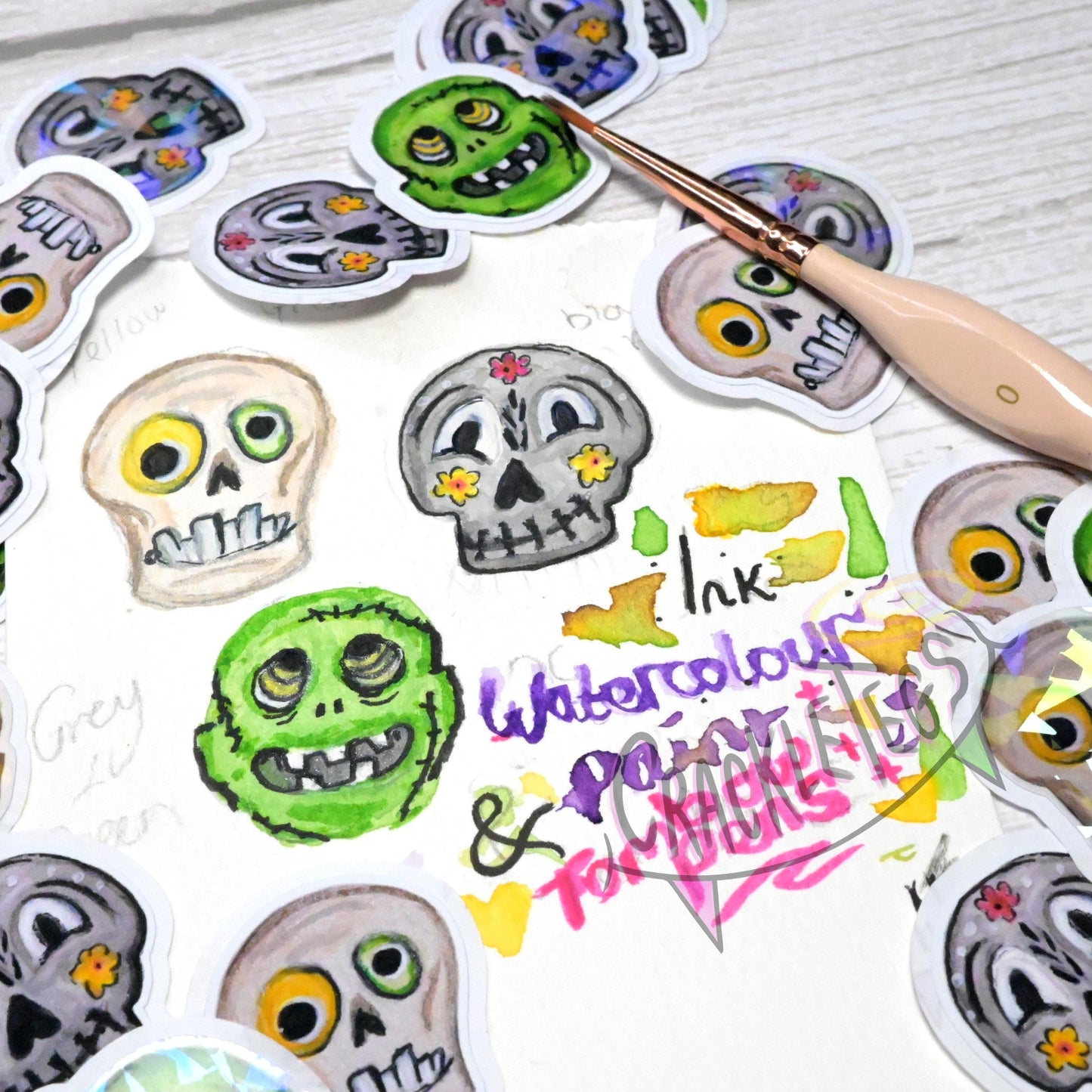 Ooglie Booglie Faces. Halloween Stickers, Pack. of 9.