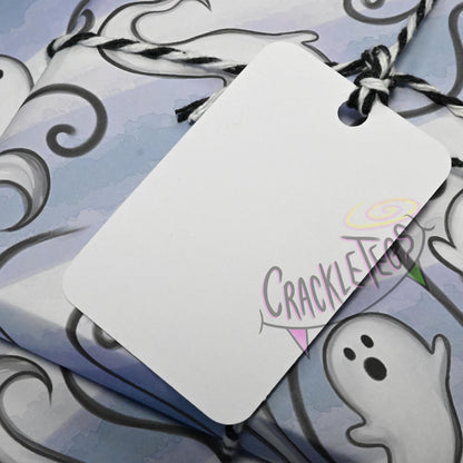 Recycled Ghostly Gatherings Gift Wrap. Set of 2 Sheets & 2 Tags.