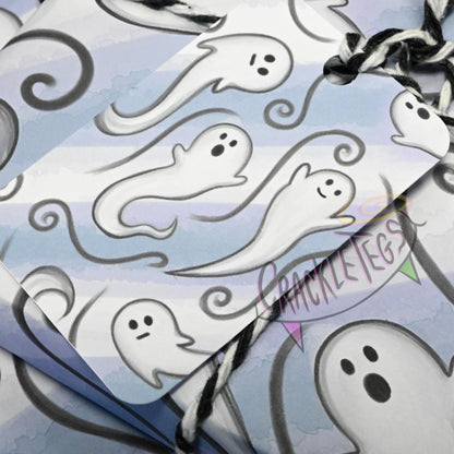 Recycled Ghostly Gatherings Gift Wrap. Set of 2 Sheets & 2 Tags.