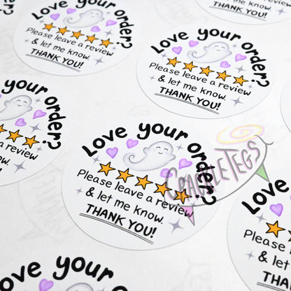 Ghost Please Review Stickers. Sheet of 20.