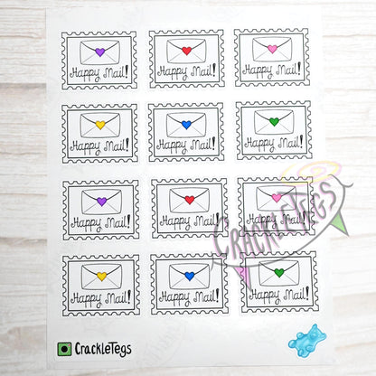 Rainbow Stamp Stickers, Sheet of 12.