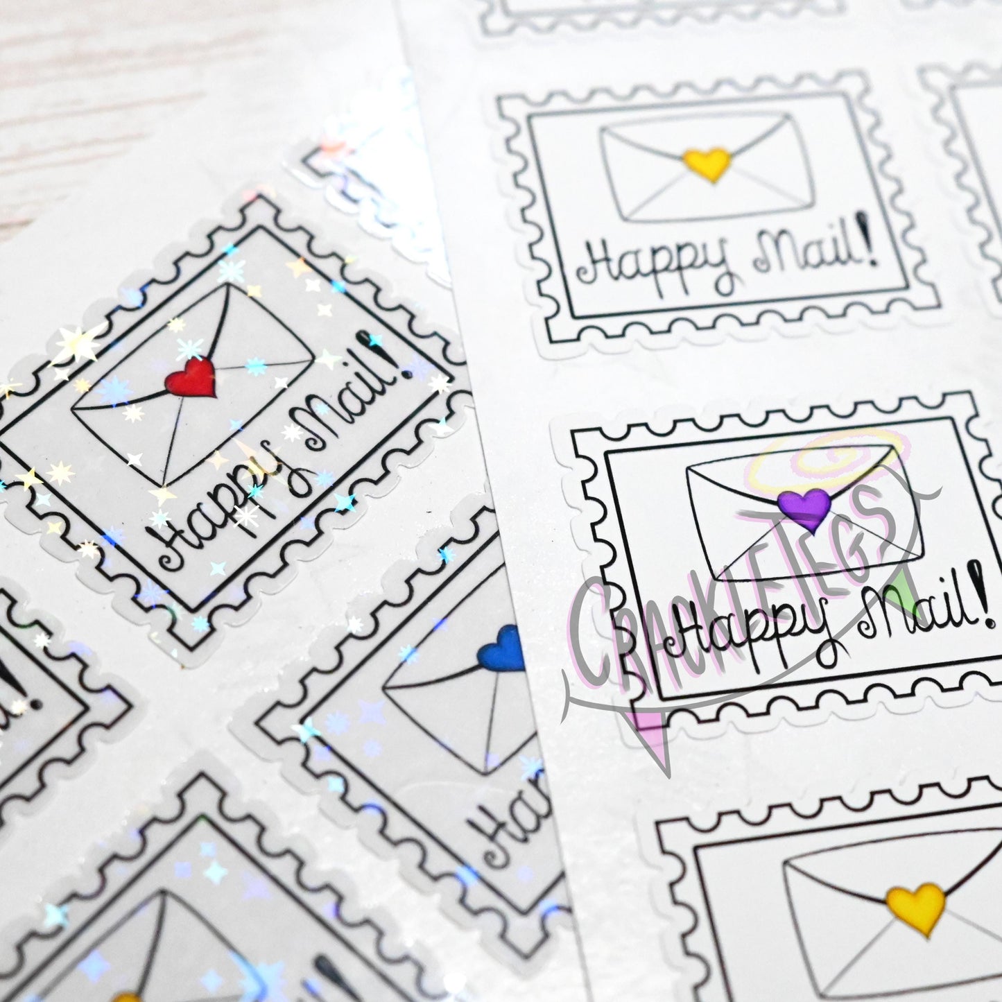 Rainbow Stamp Stickers, Sheet of 12.