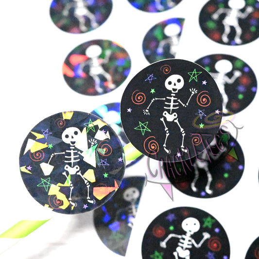 Happy Dancing Skeleton Stickers, Sheet of 12.