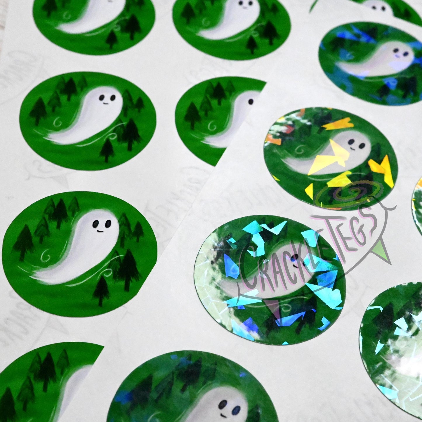 Friendly Forest Ghost Stickers, Sheet of 12.