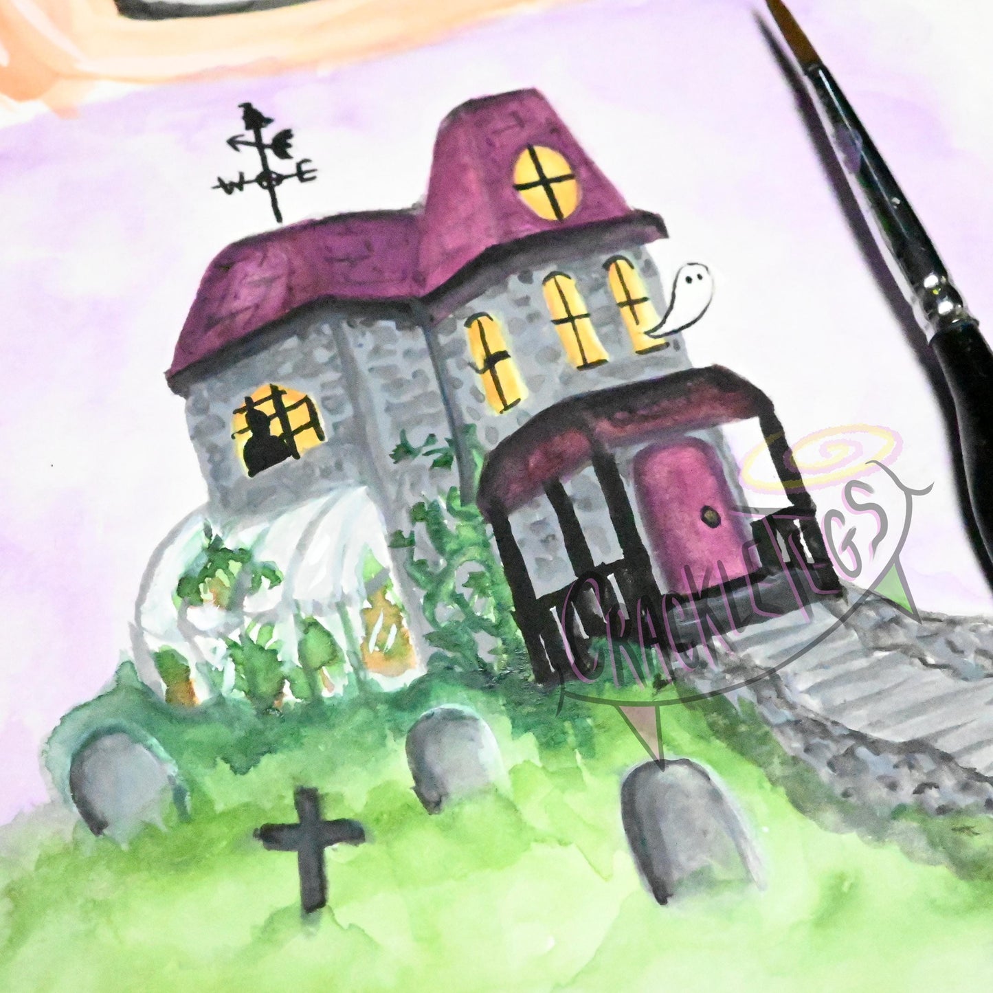 Sent From Haunted House, Return Stamp Stickers. Sheet of 12.