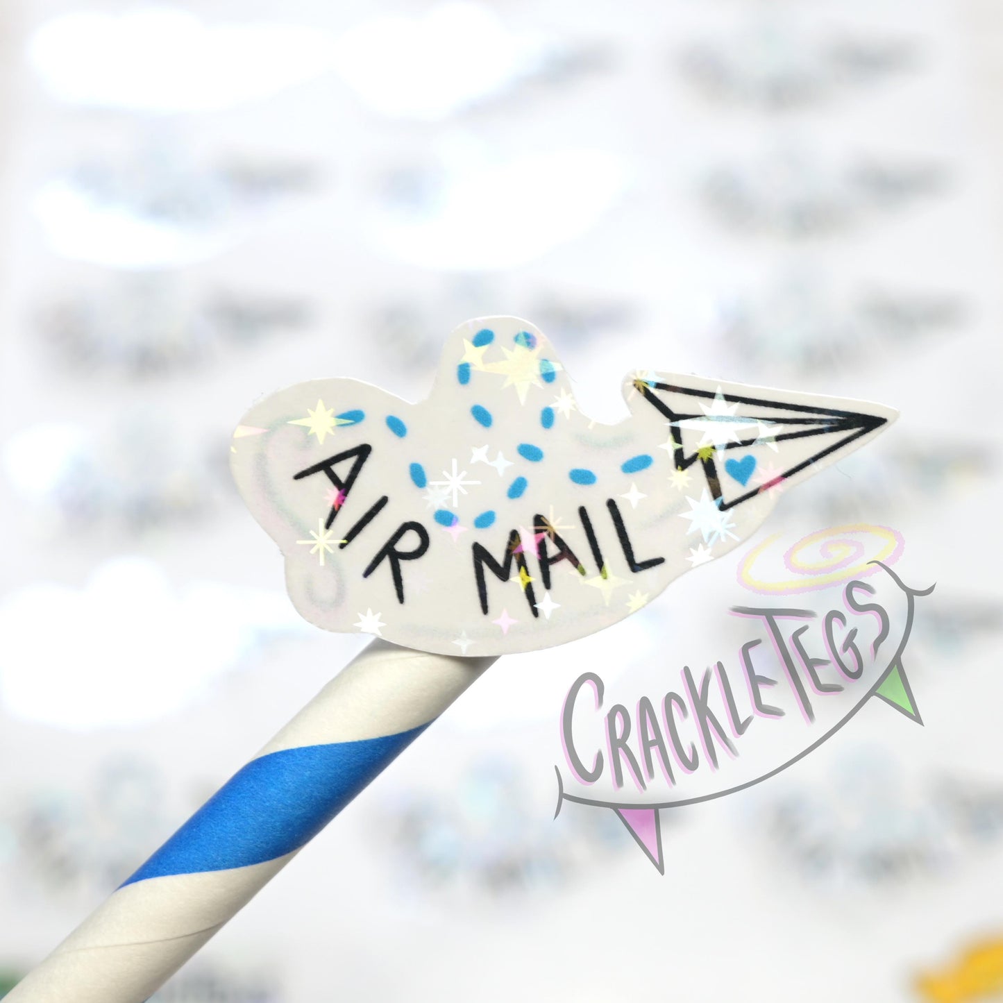 Paper Plane Air Mail Stickers, Sheet of 21.