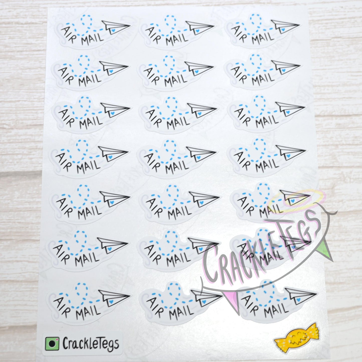 Paper Plane Air Mail Stickers, Sheet of 21.