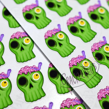 Creepy Zombie Head Stickers, Sheet of 25.