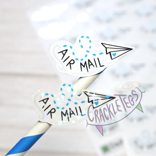 Paper Plane Air Mail Stickers, Sheet of 21.