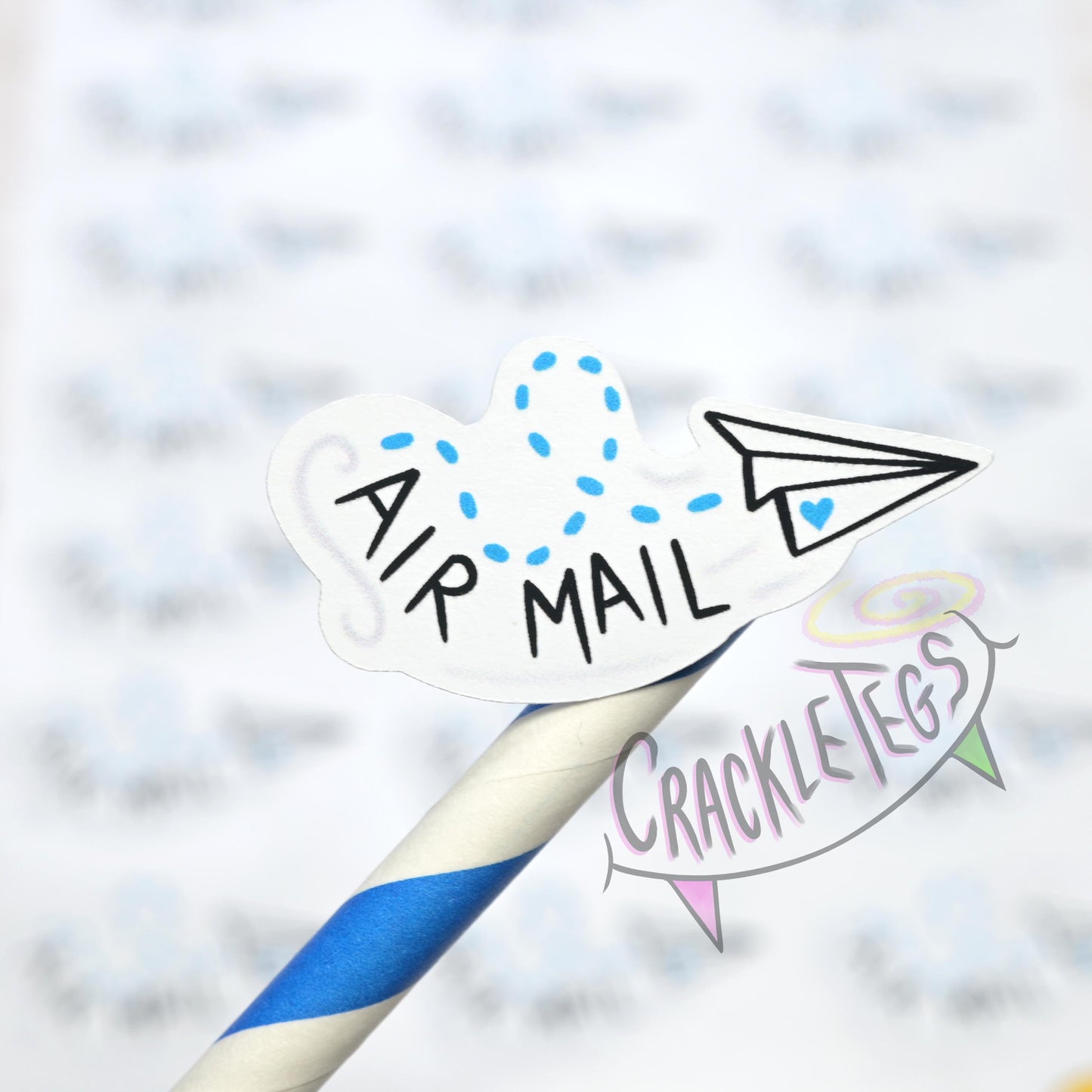 Paper Plane Air Mail Stickers, Sheet of 21.