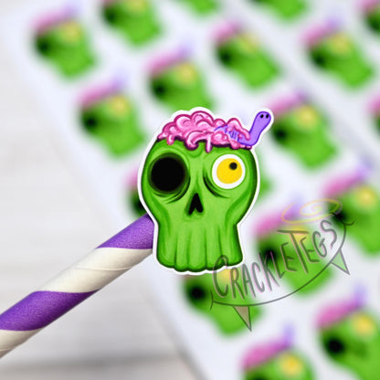 Creepy Zombie Head Stickers, Sheet of 25.