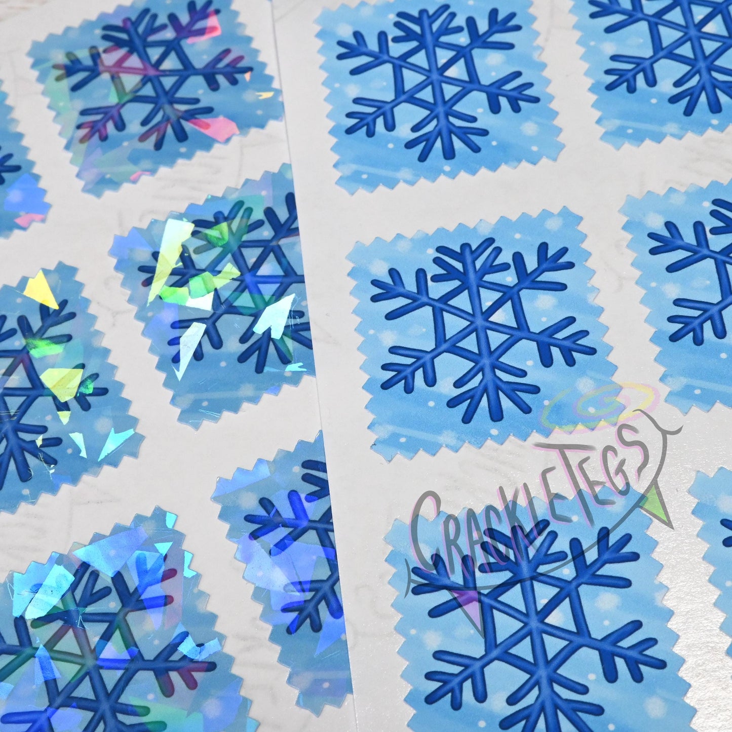Snowflake Christmas Stamp Stickers, Sheet of 16.