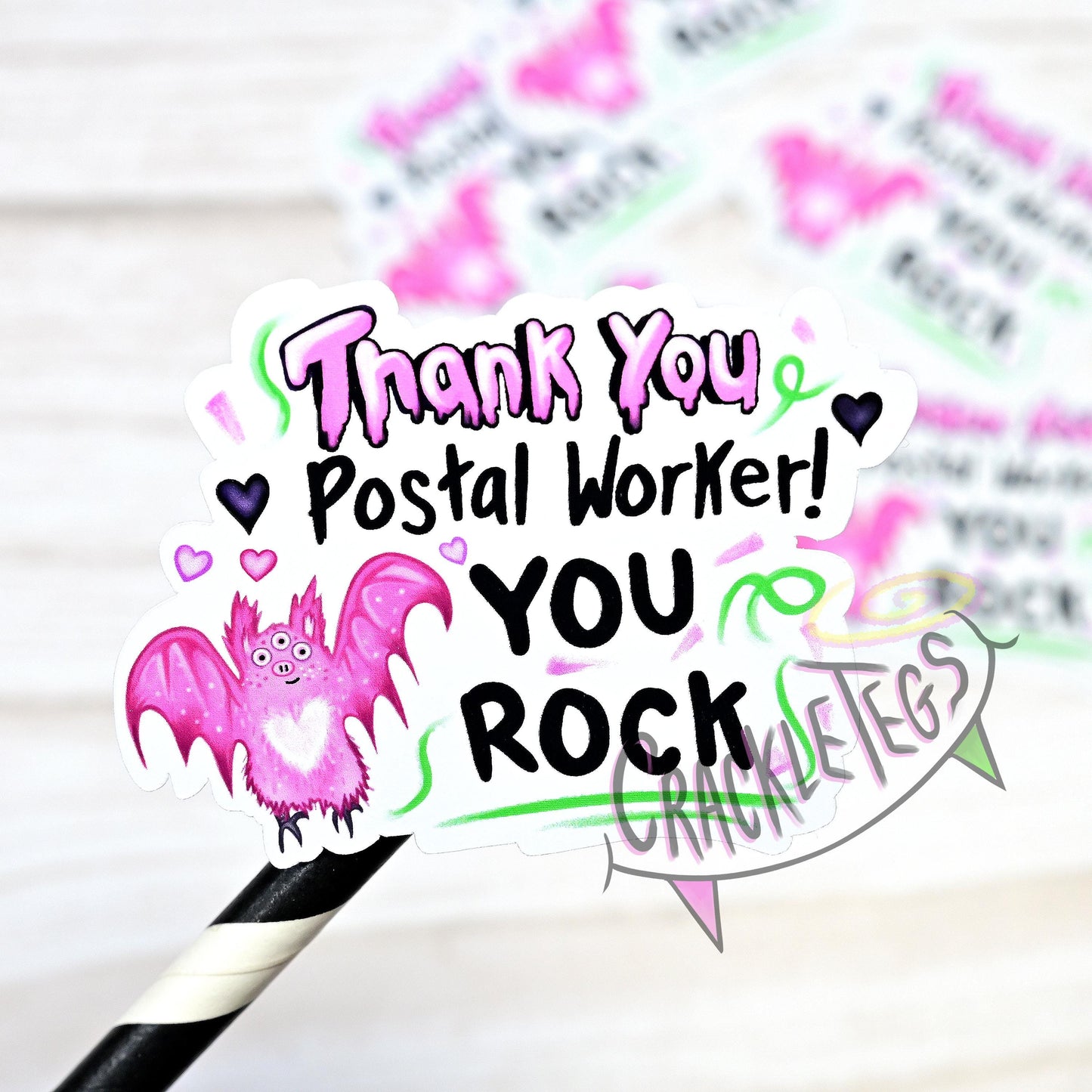 Pigney Thank You Postal/Mail Worker Stickers, Pack of 6.