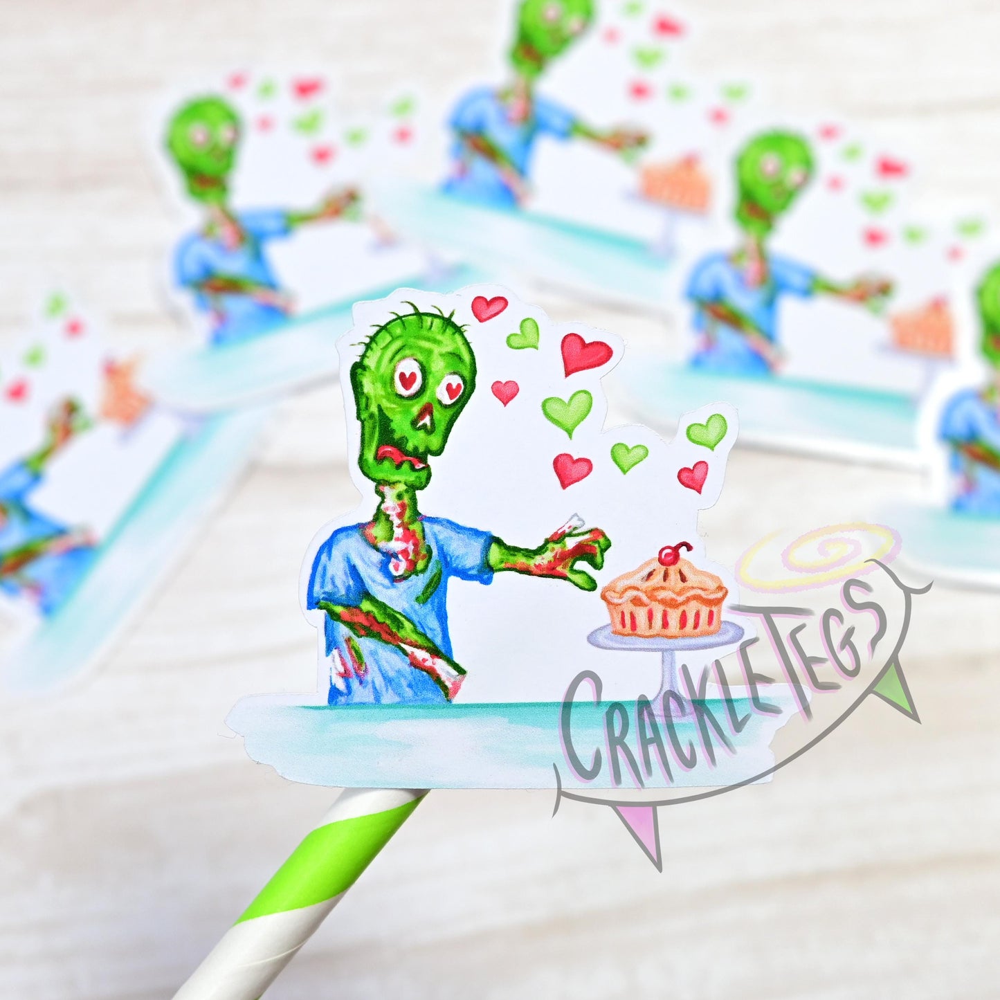 Zombie Samuel's True Love Stickers, Pack of 6.