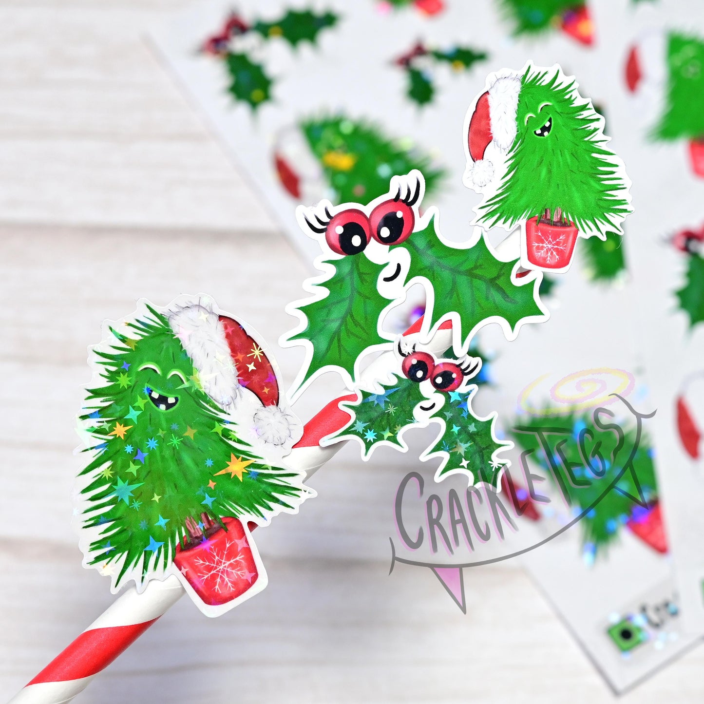 Hollie & Trunks, Cute Christmas Stickers. Sheet of 16.