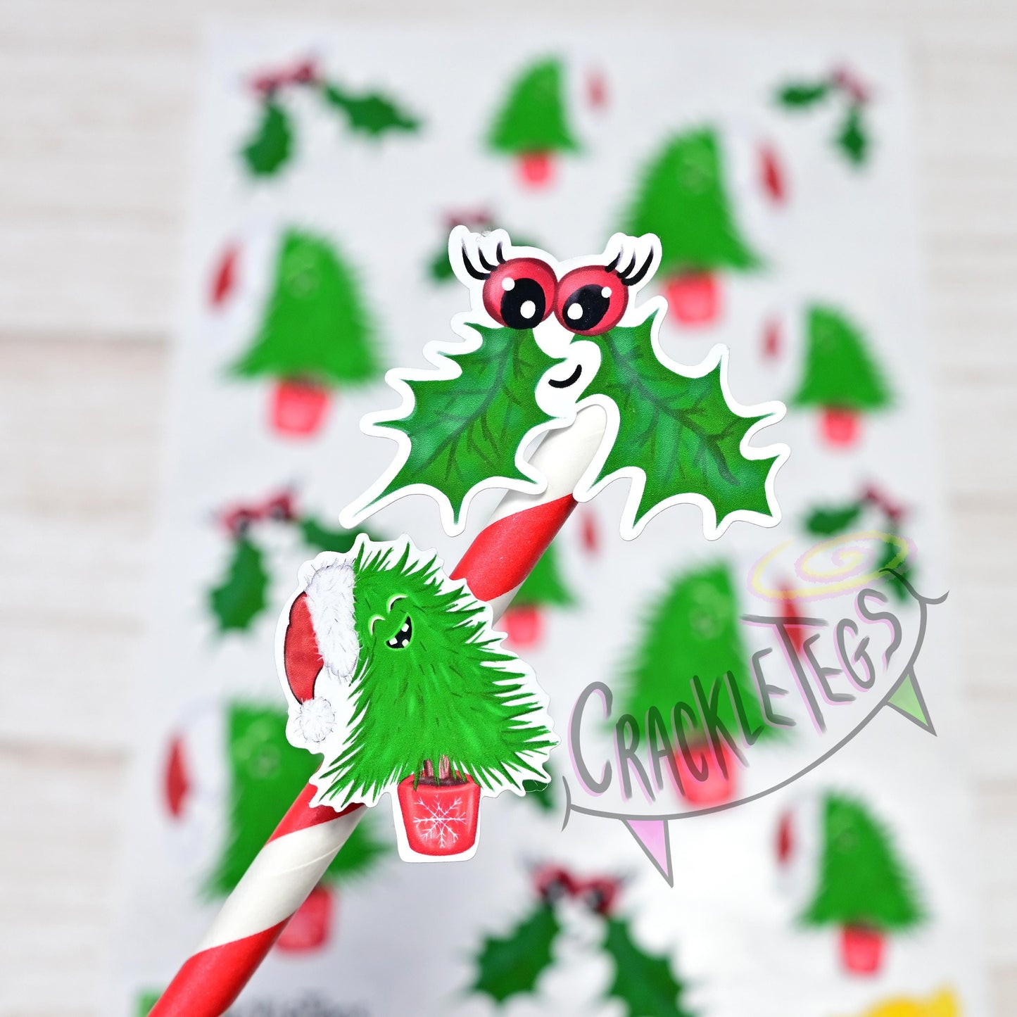 Hollie & Trunks, Cute Christmas Stickers. Sheet of 16.